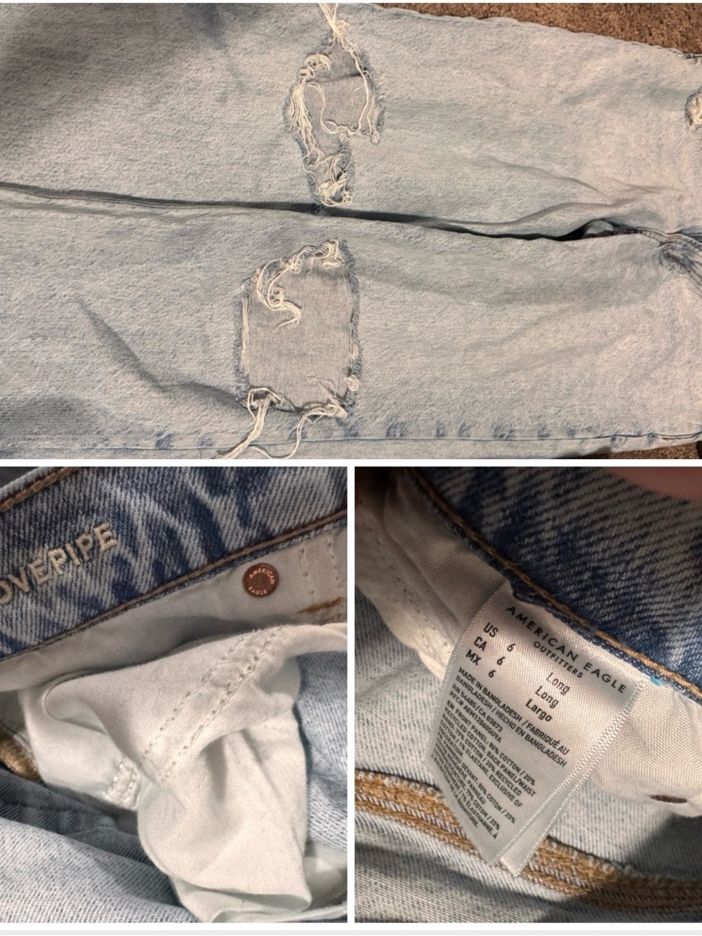 American Eagle Outfitters Light Wash Distressed Women’s Jeans